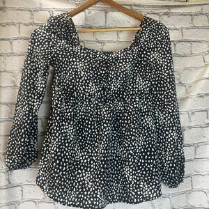 MakeMeChic NWT Pullover Top Womens Small S Long Sleeve Shirt Blouse Black Animal